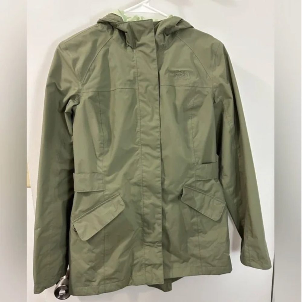 The North Face Adjustable Waist Two-Tone Green Gorpcore Rain Jacket Coat (S)